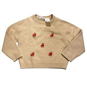 Vintage‎ Baby Sweater Teddy Bear Embroidery 18 months unisex 100% acrylic